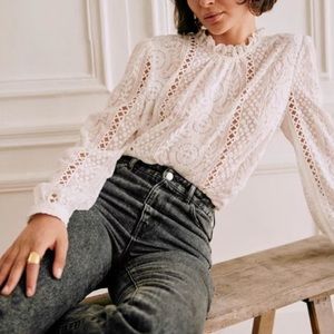 Sezane Valentine Blouse size 38 in Ecru